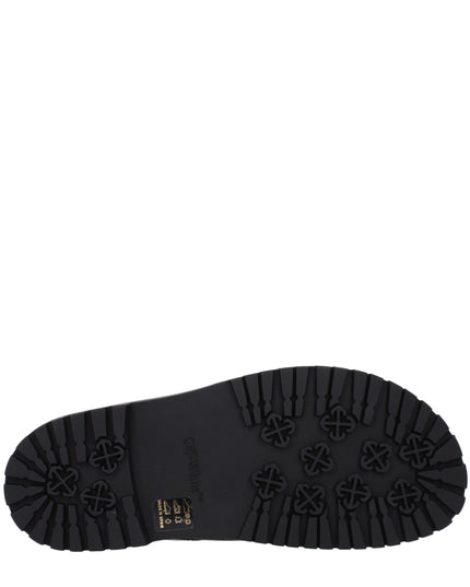 Off-White Green Fabric Flat Sandals