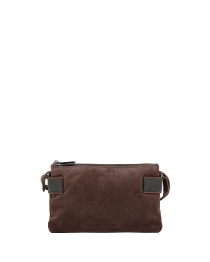 Brunello Cucinelli Brown Calf Leather Bos Taurus Shoulder Bag