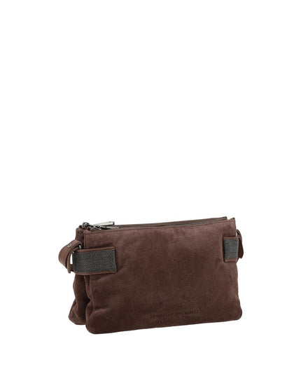 Brunello Cucinelli Brown Calf Leather Bos Taurus Shoulder Bag