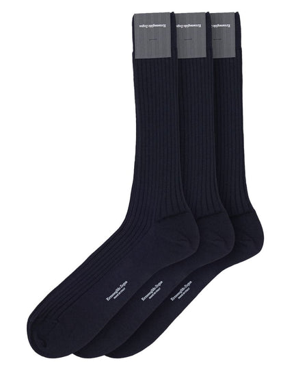 ZEGNA Navy Blue Wool Socks