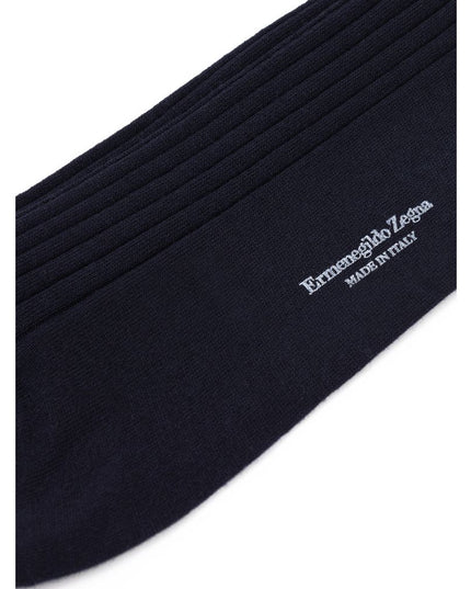 ZEGNA Navy Blue Wool Socks