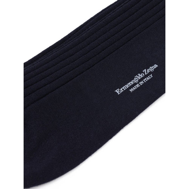 ZEGNA Navy Blue Wool Socks