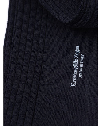 ZEGNA Navy Blue Wool Socks