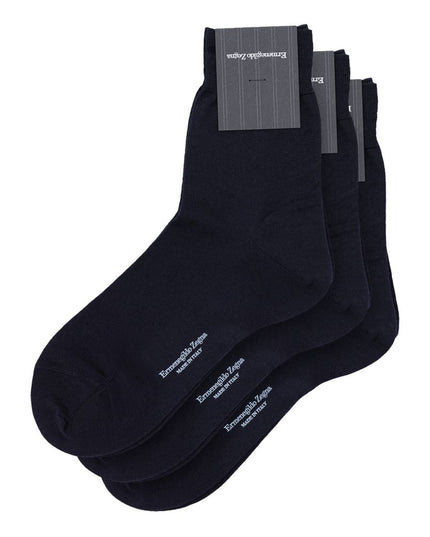 ZEGNA Navy Blue Wool Socks