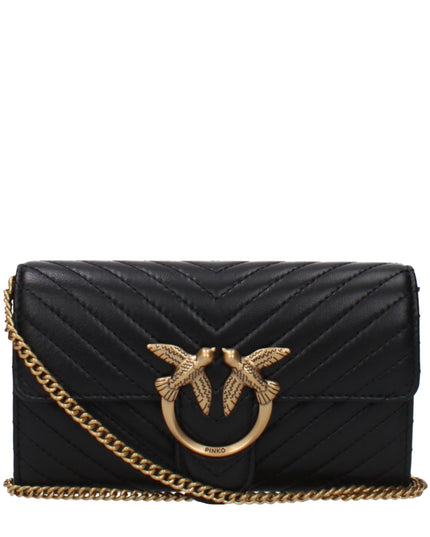 PINKO Black Leather Clutch Bag
