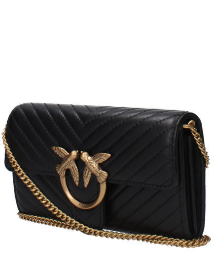 PINKO Black Leather Clutch Bag