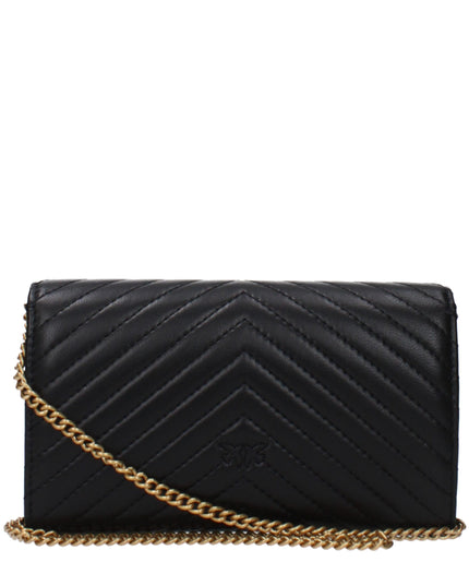 PINKO Black Leather Clutch Bag