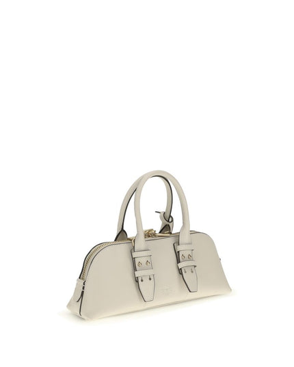 PINKO White Calf Leather Bos Taurus Handbag