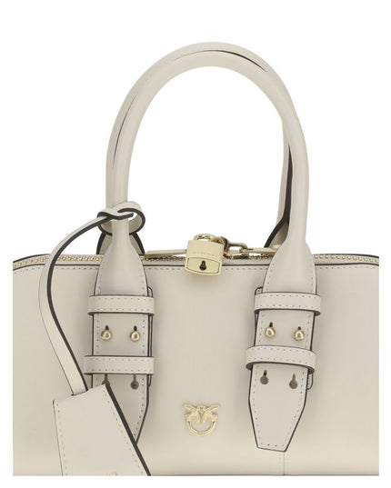 PINKO White Calf Leather Bos Taurus Handbag