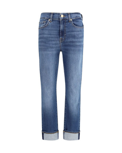 7FOR Blue Cotton Relaxed Fit Jeans