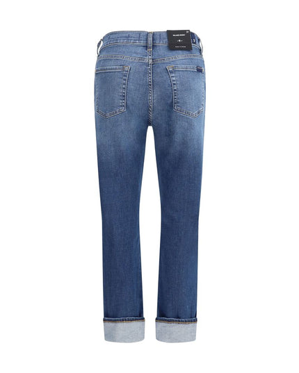 7FOR Blue Cotton Relaxed Fit Jeans