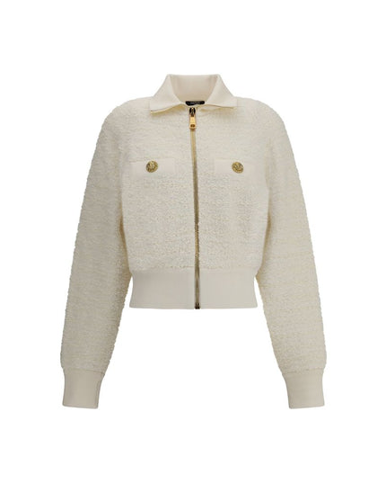 Balmain White Viscose Bomber