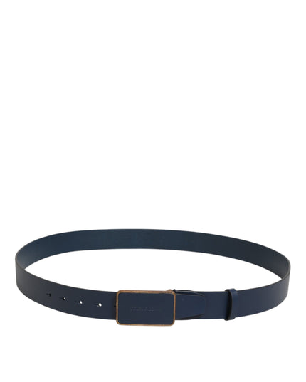 Dolce & Gabbana Blue Leather Classic Metal Logo Buckle Belt