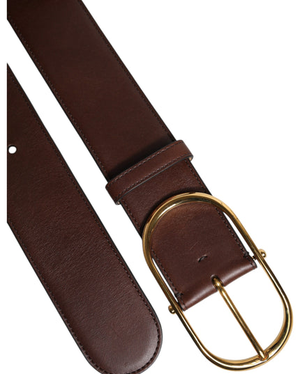 Dolce & Gabbana Brown Leather Classic Metal Oval Buckle Belt
