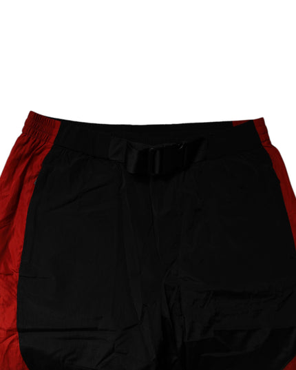 Dolce & Gabbana Black Red Leopard Print Nylon Jogger Pants