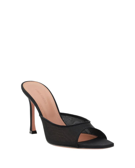 Amina Muaddi Black Fabric Stiletto Heel Sandals