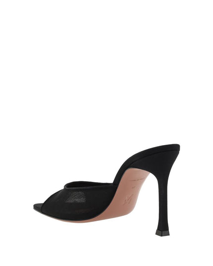 Amina Muaddi Black Fabric Stiletto Heel Sandals