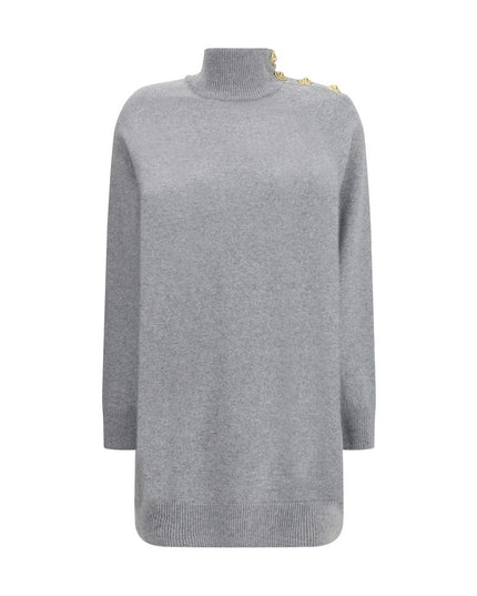 Balmain Gray Cashmere Casual Dress