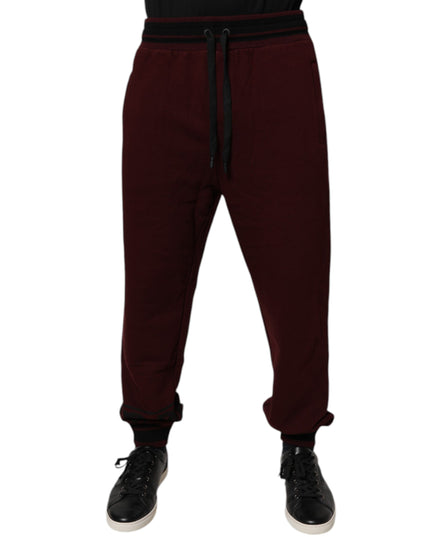 Dolce & Gabbana Maroon Cotton Men Jogger Sweatpants Pants