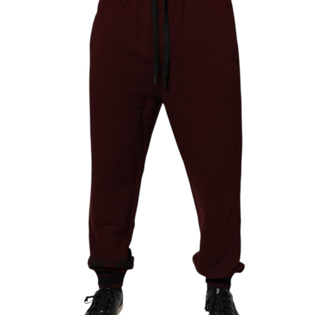 Dolce & Gabbana Maroon Cotton Men Jogger Sweatpants Pants
