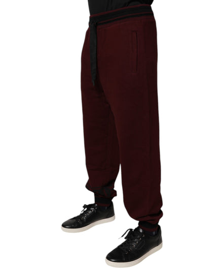 Dolce & Gabbana Maroon Cotton Men Jogger Sweatpants Pants