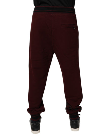 Dolce & Gabbana Maroon Cotton Men Jogger Sweatpants Pants