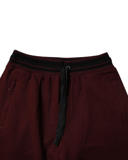 Dolce & Gabbana Maroon Cotton Men Jogger Sweatpants Pants