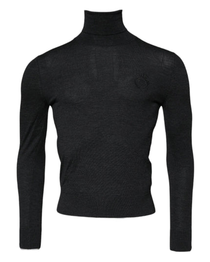 Dolce & Gabbana Black Wool Turtle Neck Men Pullover Sweater