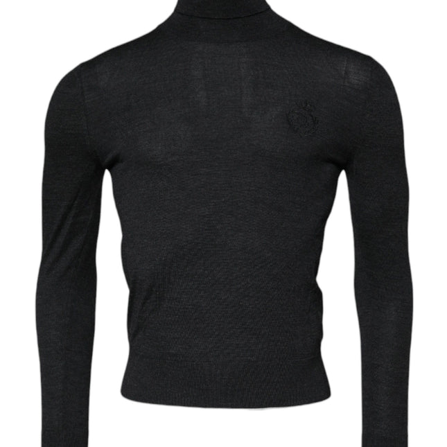 Dolce & Gabbana Black Wool Turtle Neck Men Pullover Sweater