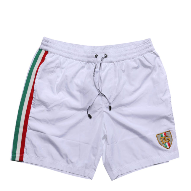 Dolce & Gabbana White Logo Polyester Men Beachwear Swimwear