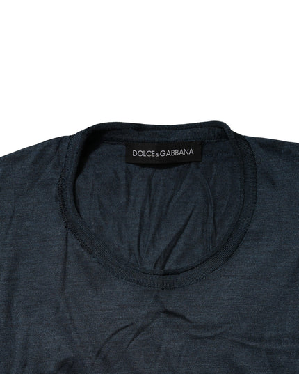 Dolce & Gabbana Blue Silk Crew Neck Short Sleeves Men T-Shirt