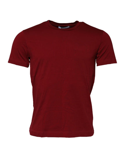 Dolce & Gabbana Maroon Cotton Crew Neck Short Sleeves T-Shirt