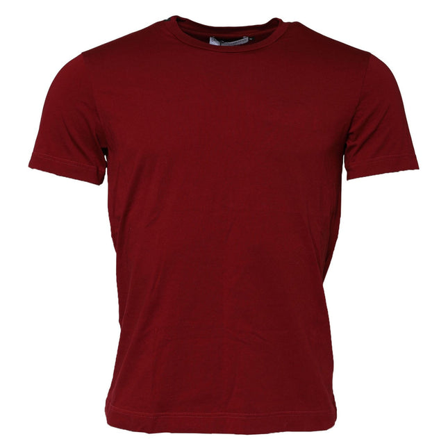 Dolce & Gabbana Maroon Cotton Crew Neck Short Sleeves T-Shirt