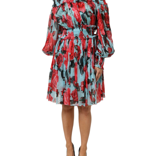 Dolce & Gabbana Multicolor Romantic Floral Silk Chiffon Dress