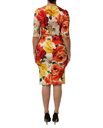 Dolce & Gabbana Multicolor Floral Print Viscose Sheath Dress