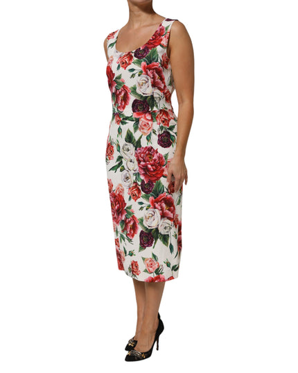 Dolce & Gabbana Multicolor Floral Print Viscose Sheath Dress