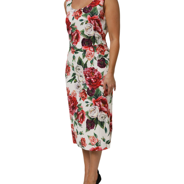 Dolce & Gabbana Multicolor Floral Print Viscose Sheath Dress