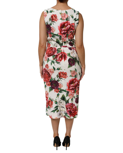 Dolce & Gabbana Multicolor Floral Print Viscose Sheath Dress