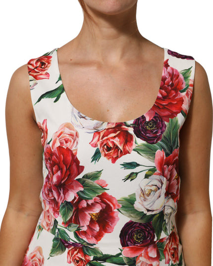 Dolce & Gabbana Multicolor Floral Print Viscose Sheath Dress