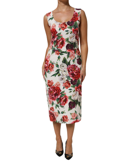 Dolce & Gabbana Multicolor Floral Print Viscose Sheath Dress