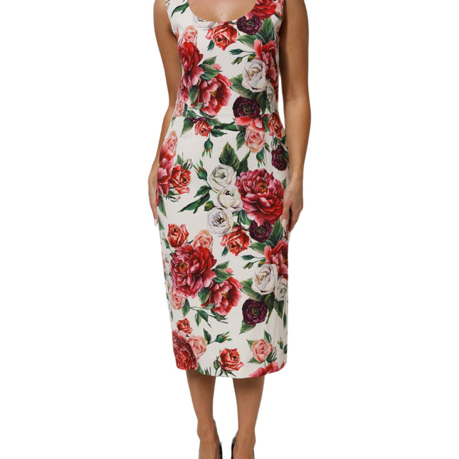 Dolce & Gabbana Multicolor Floral Print Viscose Sheath Dress