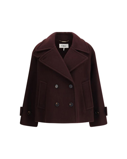 Chloé Bordeaux Fleece Wool Coat