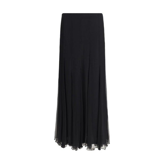 Chloé Black Silk Long Skirt
