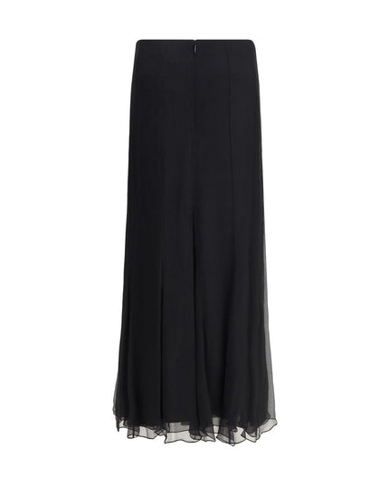 Chloé Black Silk Long Skirt
