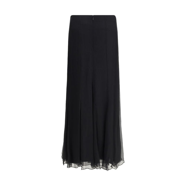 Chloé Black Silk Long Skirt
