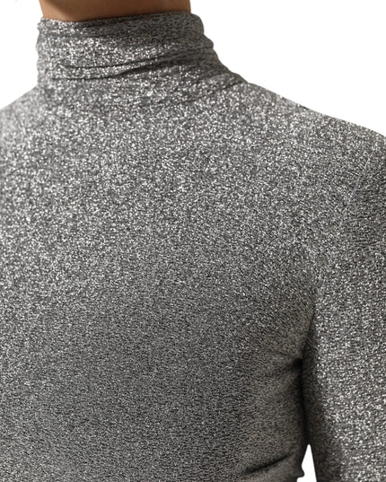 Dolce & Gabbana Gray Nylon Bodycon Sheath Long Sleeves Dress