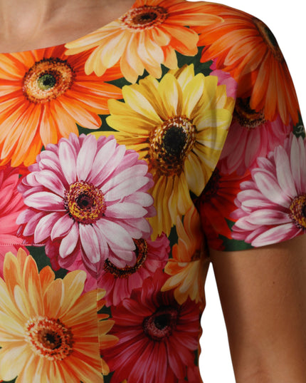 Dolce & Gabbana Multicolor Floral Print SilkSheath Midi Dress