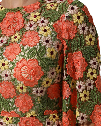 Dolce & Gabbana Multicolor Floral Embroidery Aline Mini Dress