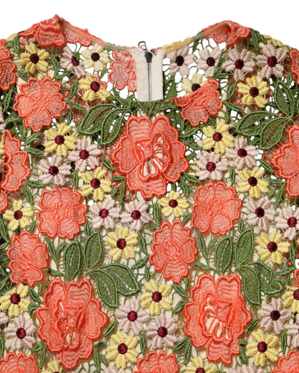 Dolce & Gabbana Multicolor Floral Embroidery Aline Mini Dress