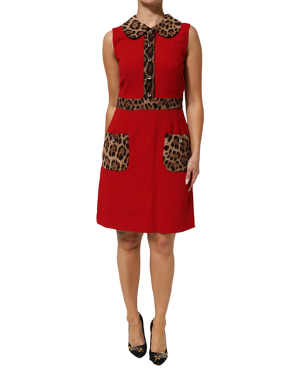 Dolce & Gabbana Red Leopard Viscose Sheath A-line Dress